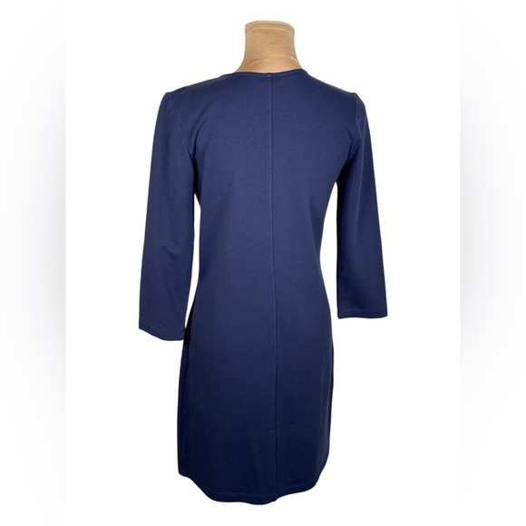 Lilly Pulitzer Clarkson Navy gold trim white scroll 3/4 sleeve dress Embroidered - Picture 5 of 12